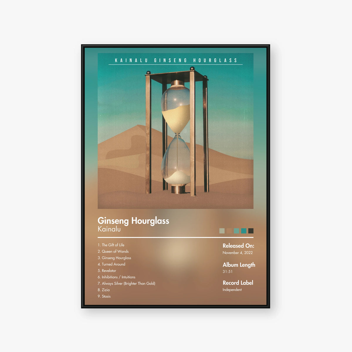 Kainalu — Ginseng Hourglass Album Poster — Blur frame mockup