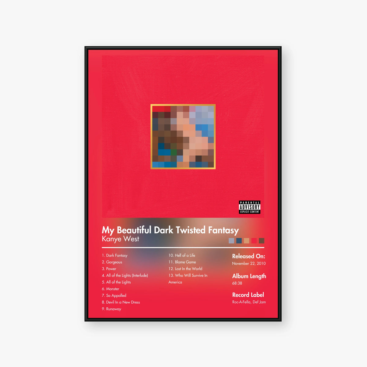 Kanye West — My Beautiful Dark Twisted Fantasy Album Poster — Blur frame mockup