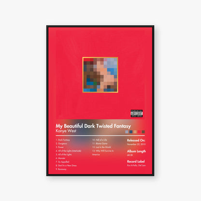 Kanye West — My Beautiful Dark Twisted Fantasy Album Poster — Blur frame mockup