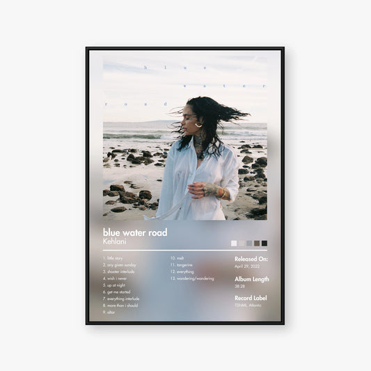 Kehlani — blue water road Album Poster — Blur frame mockup