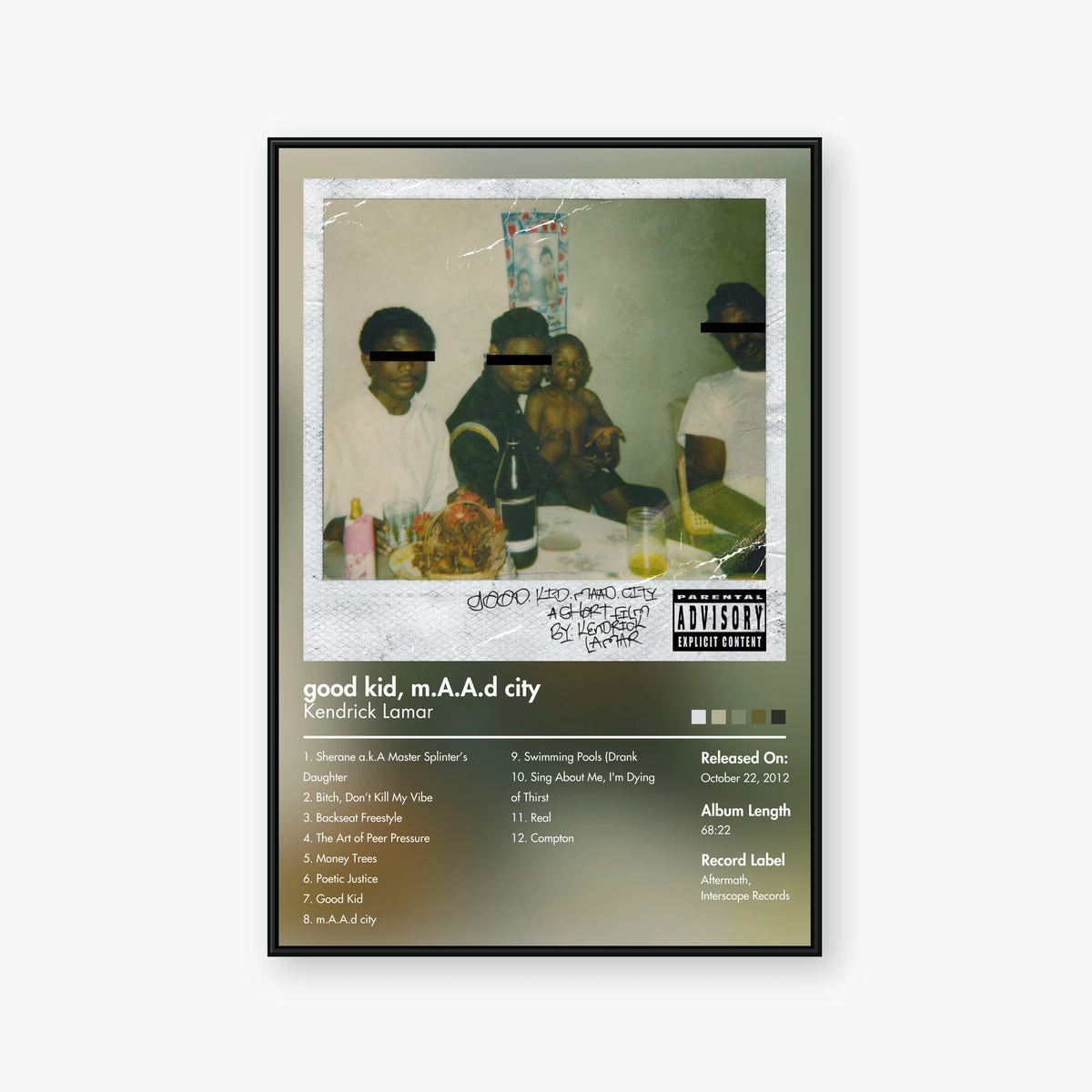 Kendrick Lamar — good kid, m.A.A.d city Album Poster — Blur frame mockup