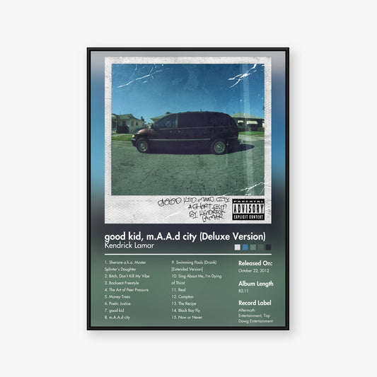 Kendrick Lamar — good kid, m.A.A.d city (Deluxe Version) Album Poster — Blur frame mockup