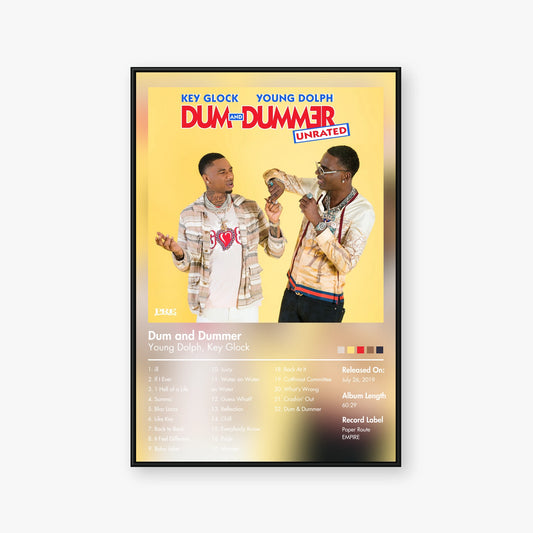 Key Glock & Young Dolph — Dum and Dummer Album Poster — Blur frame mockup