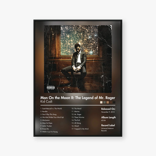Kid Cudi — Man on the Moon II: The Legend of Mr. Rager Album Poster — Blur frame mockup