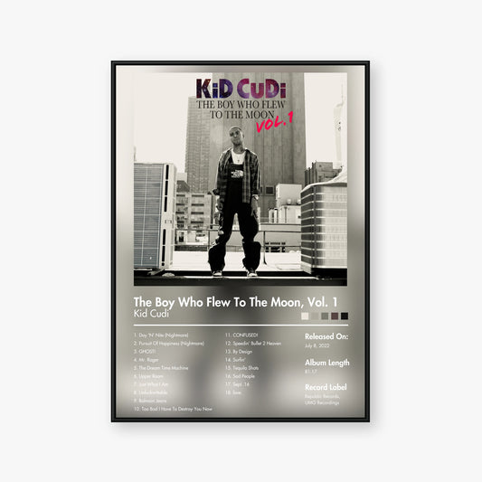 Kid Cudi — The Boy Who Flew to the Moon, Vol. 1 Album Poster — Blur frame mockup