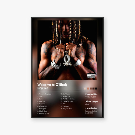 King Von — Welcome to O’Block Album Poster — Blur frame mockup