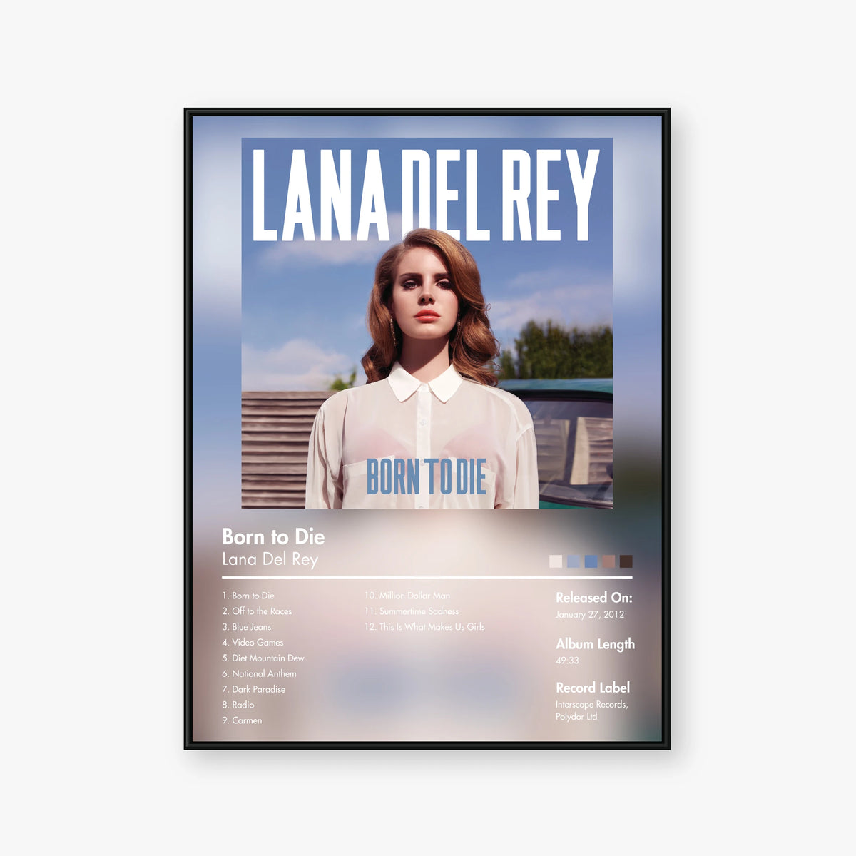 Lana Del Rey — Born to Die Album Poster — Blur frame mockup