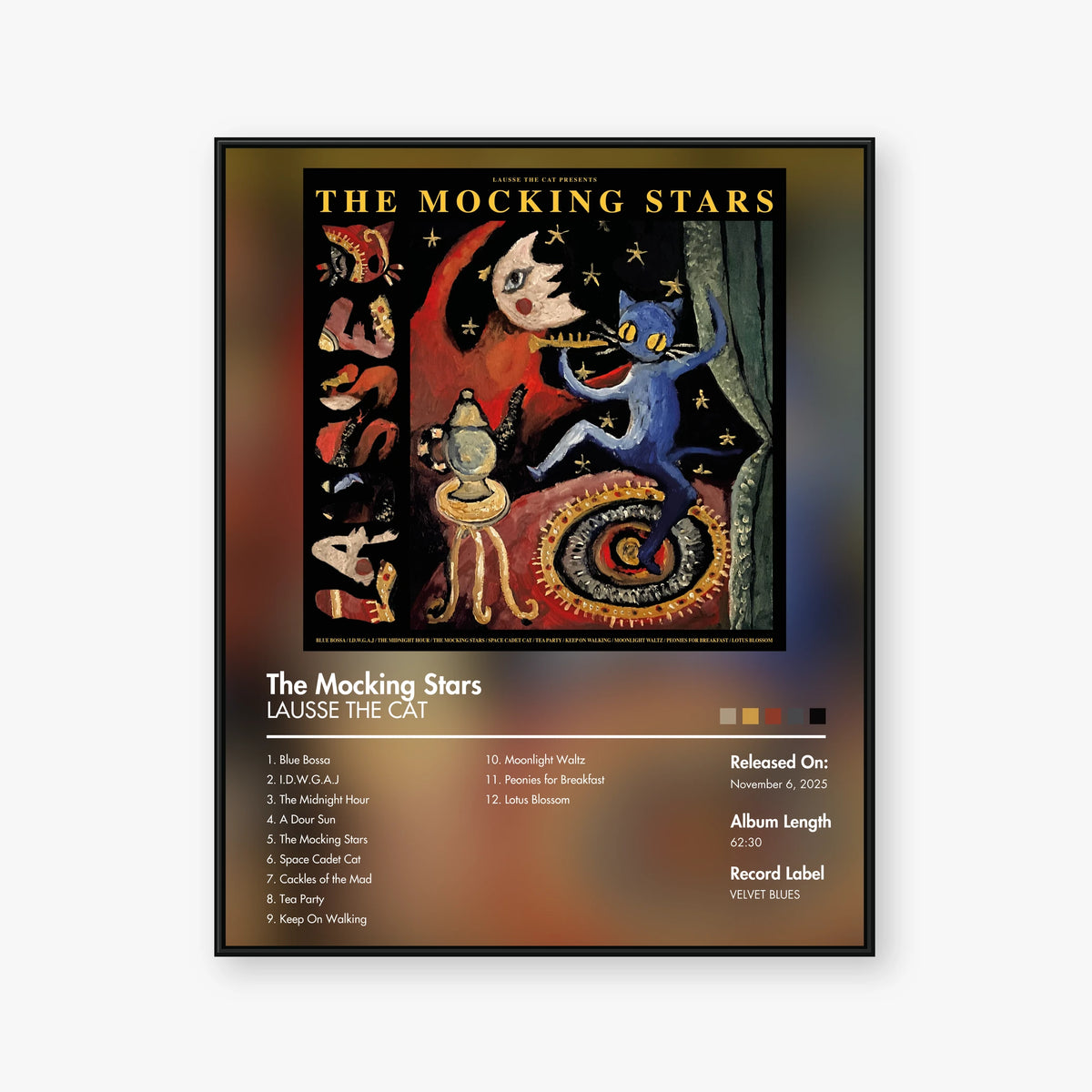 LAUSSE THE CAT — The Mocking Stars Album Poster — Blur frame mockup