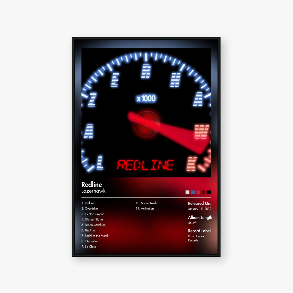 Lazerhawk — Redline Album Poster — Blur frame mockup