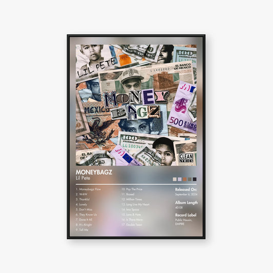 Lil Pete — MONEYBAGZ Album Poster — Blur frame mockup