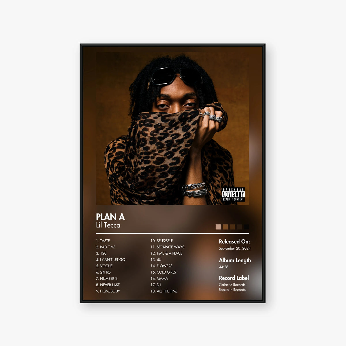 Lil Tecca — PLAN A Album Poster — Blur frame mockup