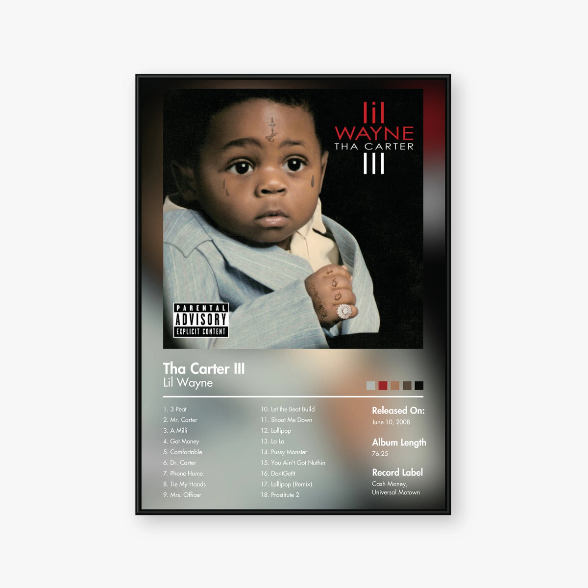 Lil Wayne — Tha Carter III Album Poster — Blur frame mockup