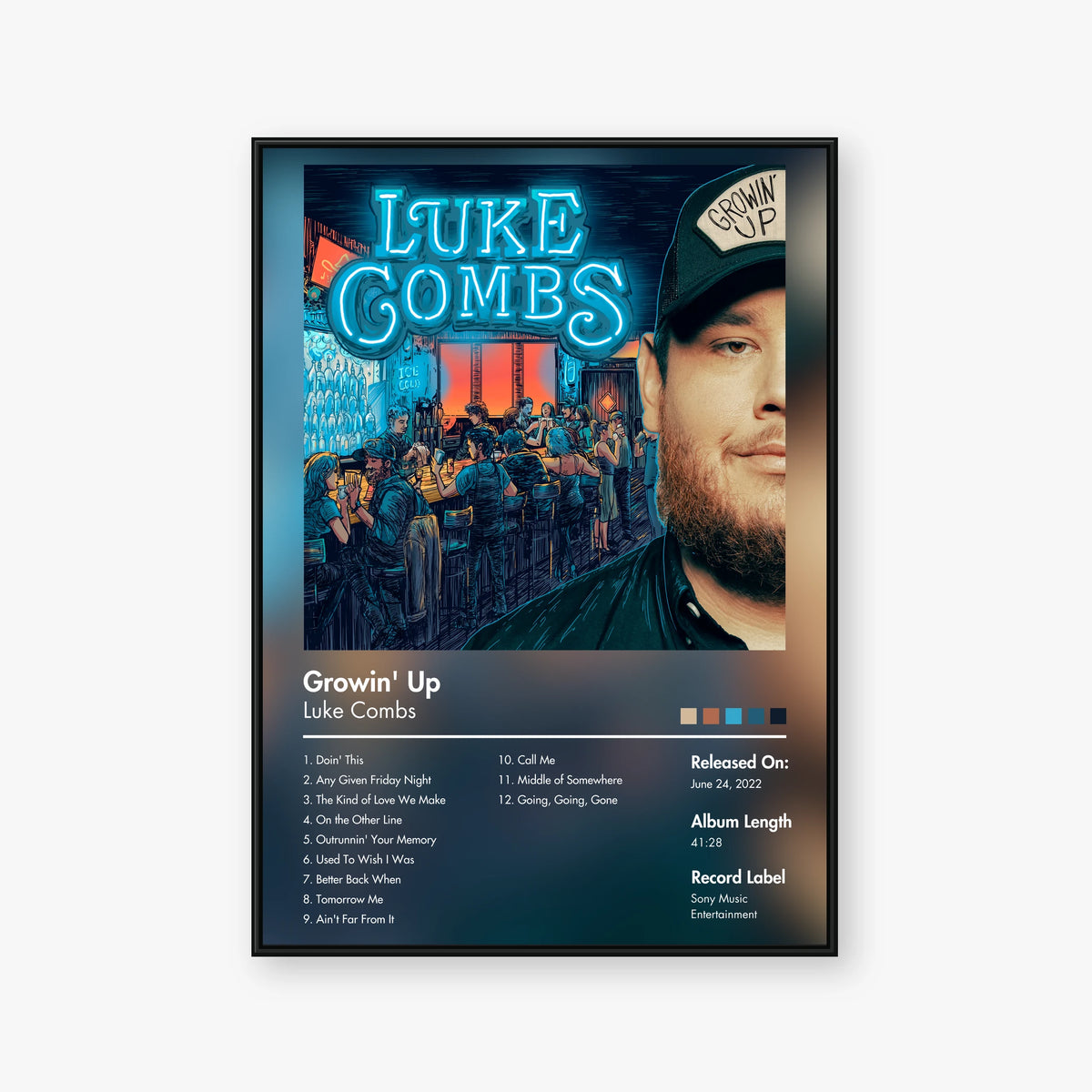 Luke Combs — Growin’ Up Album Poster — Blur frame mockup