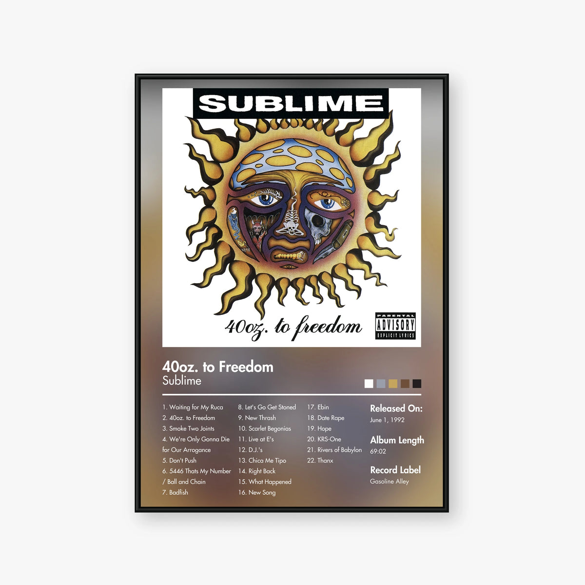 Sublime — 40oz. to Freedom Album Poster — Blur frame mockup
