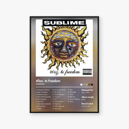 Sublime — 40oz. to Freedom Album Poster — Blur frame mockup