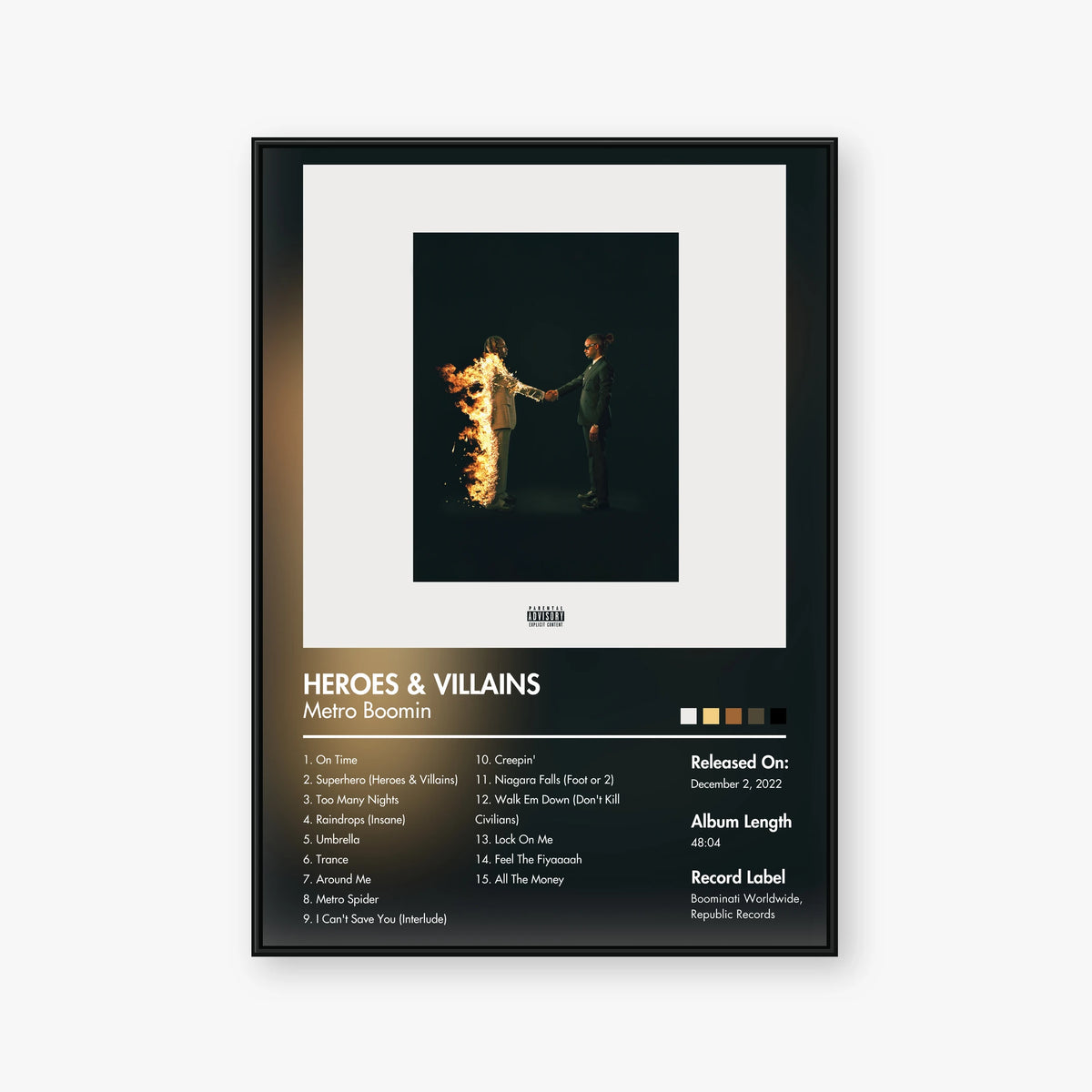 Metro Boomin — HEROES & VILLAINS Album Poster — Blur frame mockup