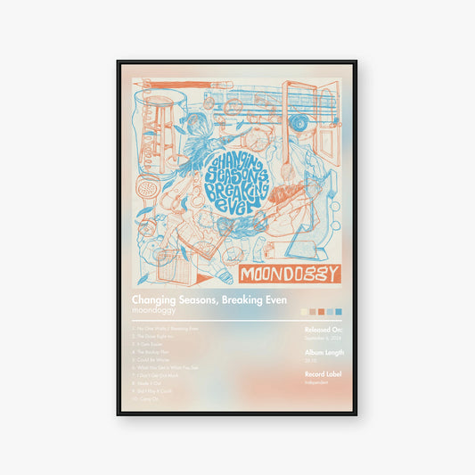 moondoggy — Changing Seasons, Breaking Even Album Poster — Blur frame mockup