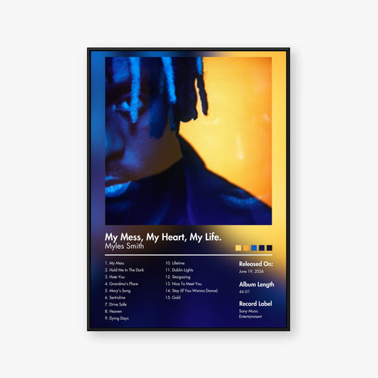 Myles Smith — My Mess, My Heart, My Life. Album Poster — Blur frame mockup