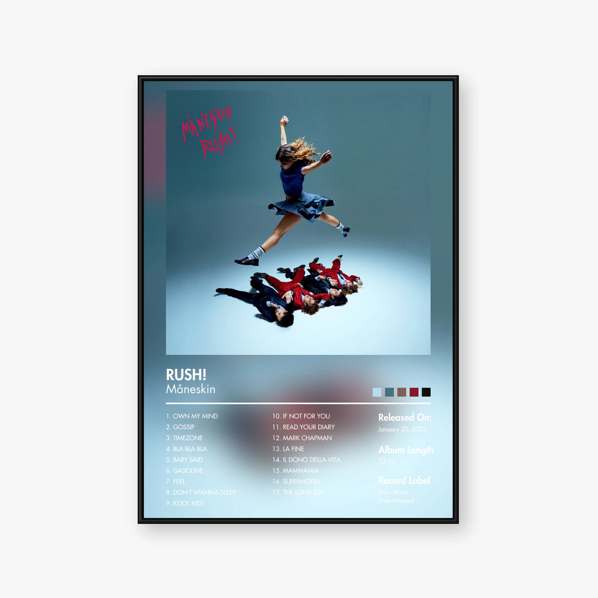 Måneskin — RUSH! Album Poster — Blur frame mockup