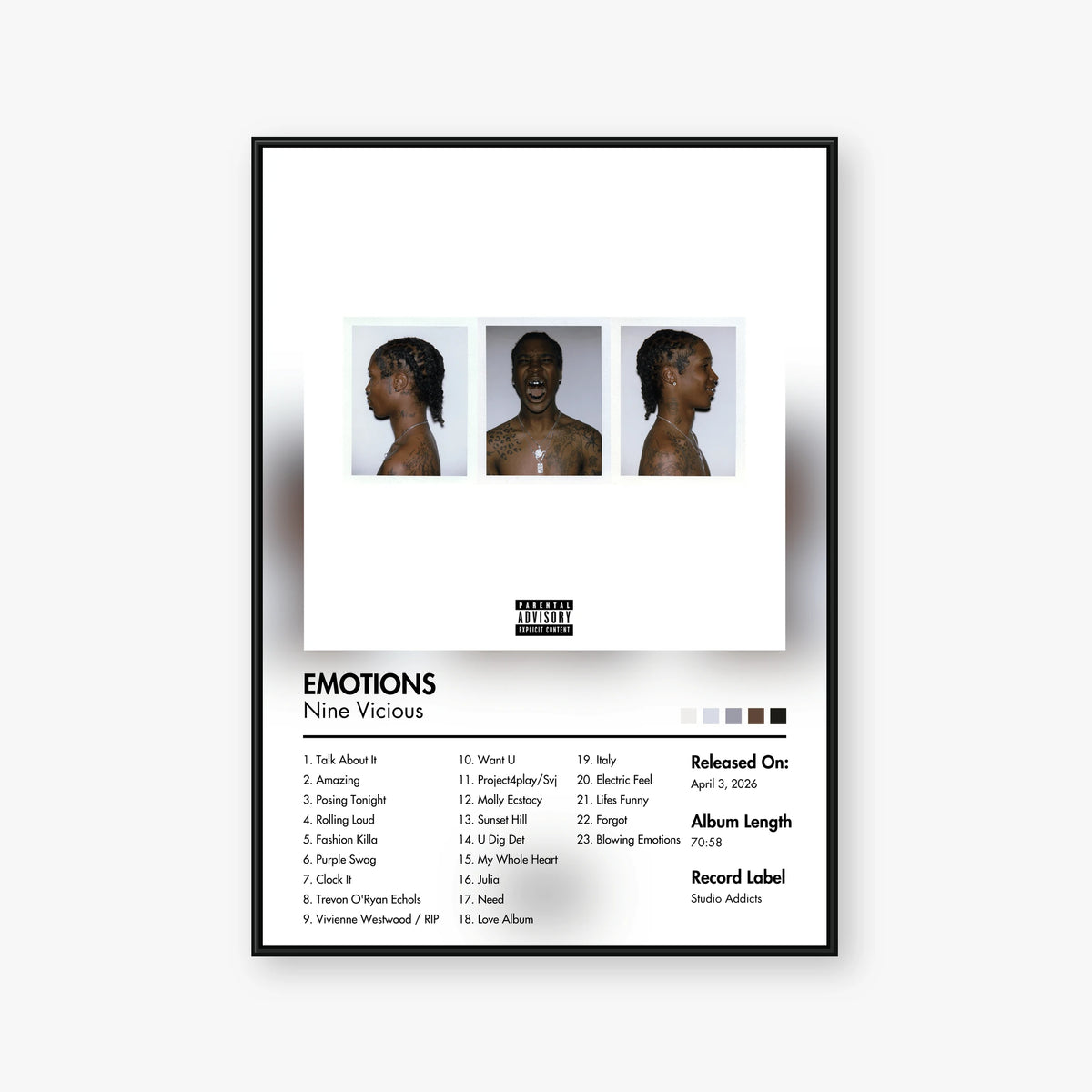 Nine Vicious — EMOTIONS Album Poster — Blur frame mockup