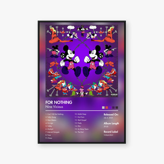 Nine Vicious — FOR NOTHING Album Poster — Blur frame mockup