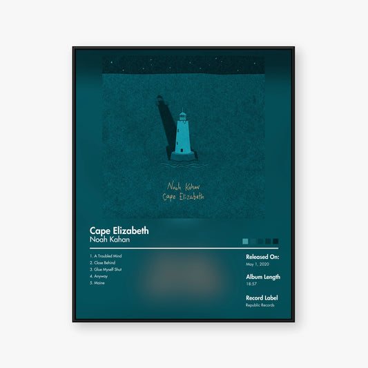 Noah Kahan — Cape Elizabeth Album Poster — Blur frame mockup