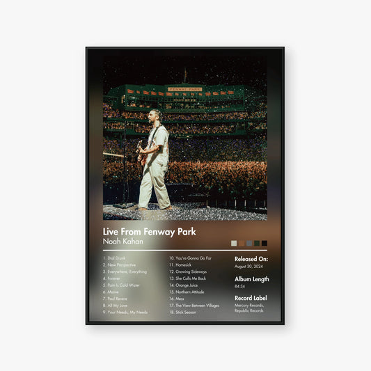 Noah Kahan — Live From Fenway Park Album Poster — Blur frame mockup