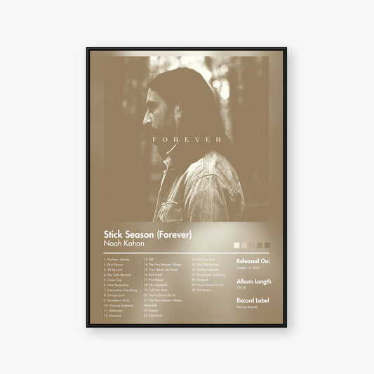Noah Kahan — Stick Season (Forever) Album Poster — Blur frame mockup