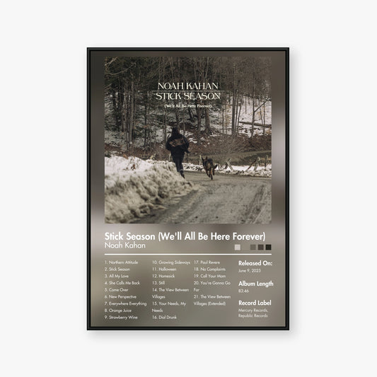 Noah Kahan — Stick Season (We'll All Be Here Forever) Album Poster — Blur frame mockup