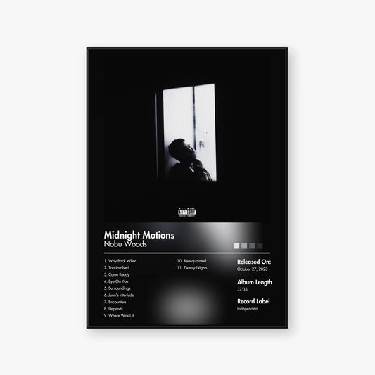 Nobu Woods — MIDNIGHT MOTIONS Album Poster — Blur frame mockup
