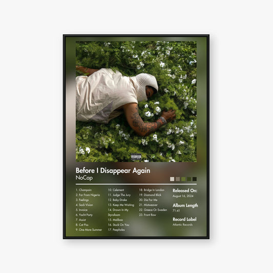 NoCap — Before I Disappear Again Album Poster — Blur frame mockup