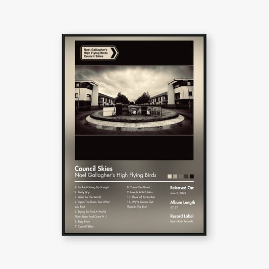Noel Gallagher’s High Flying Birds — Council Skies Album Poster — Blur frame mockup