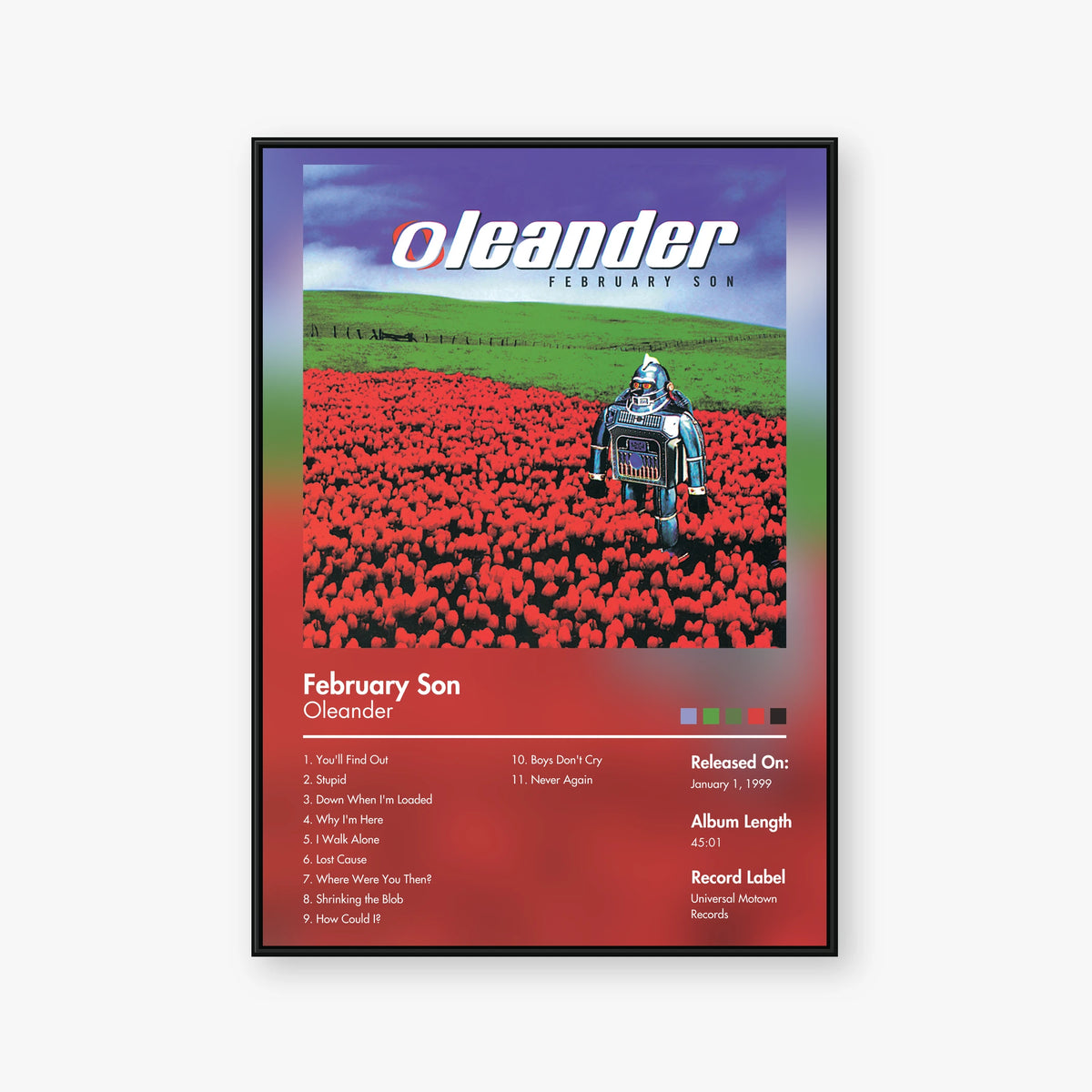 Oleander — February Son Album Poster — Blur frame mockup