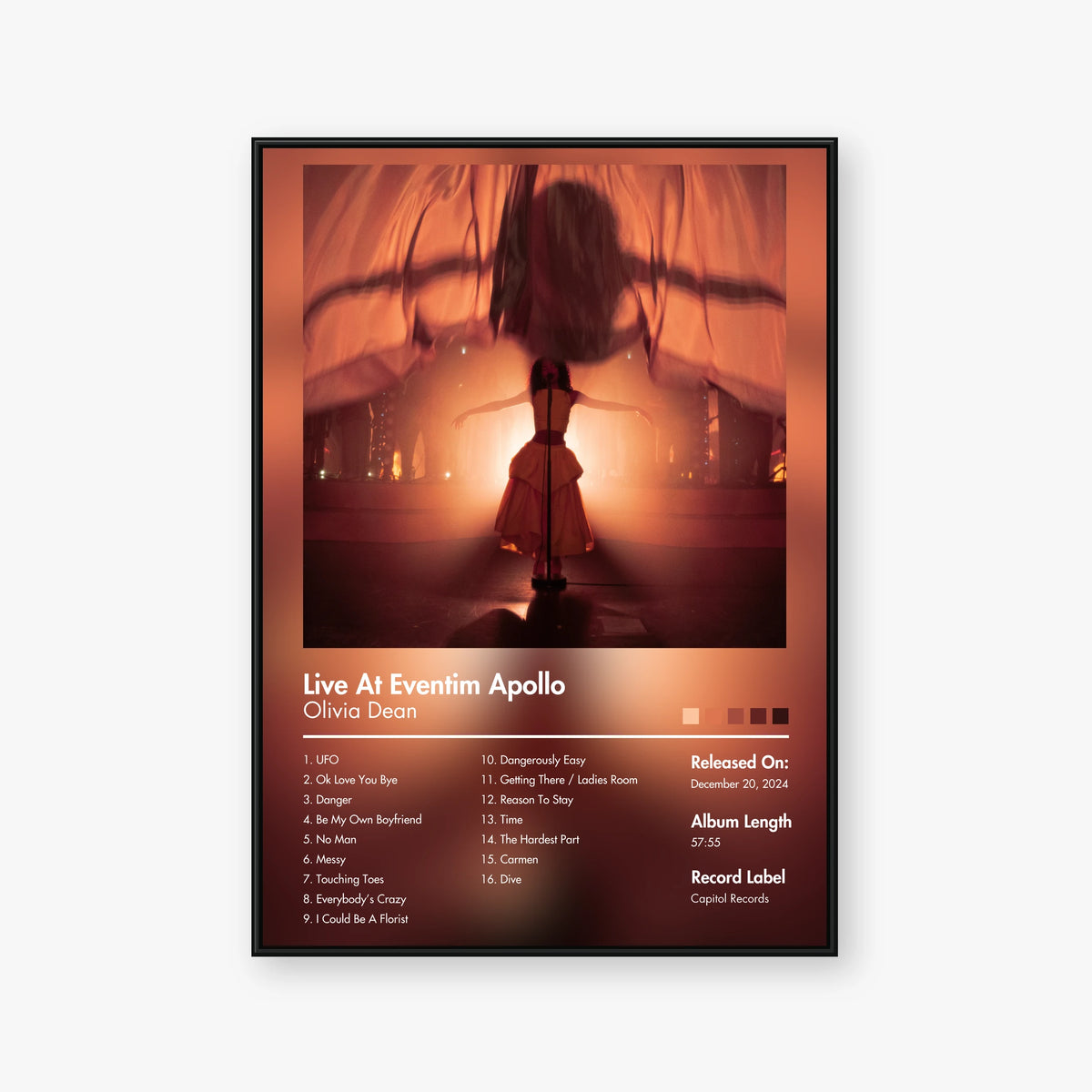 Olivia Dean — Live at Eventim Apollo Album Poster — Blur frame mockup
