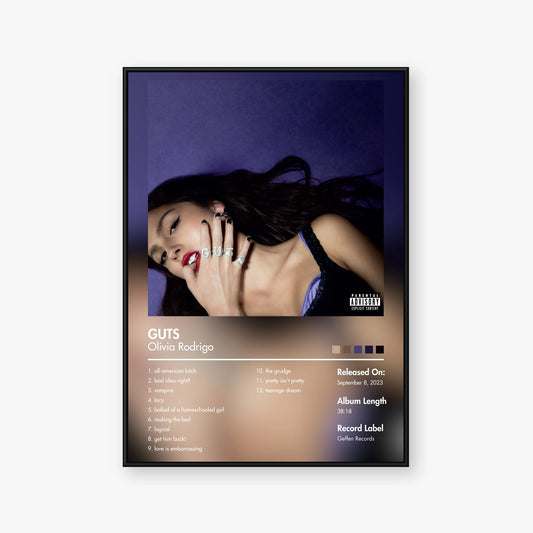 Olivia Rodrigo — GUTS Album Poster — Blur frame mockup