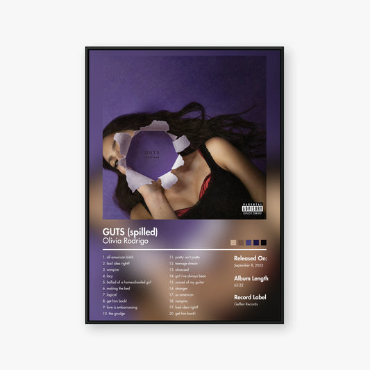 Olivia Rodrigo — GUTS (spilled) Album Poster — Blur frame mockup