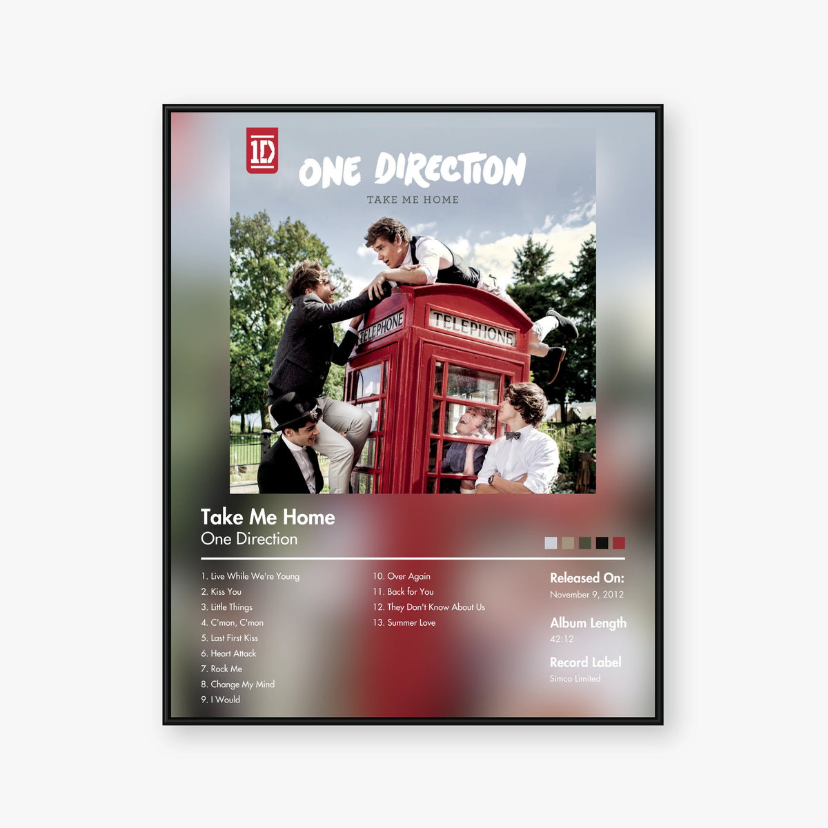 One Direction — Take Me Home Album Poster — Blur frame mockup