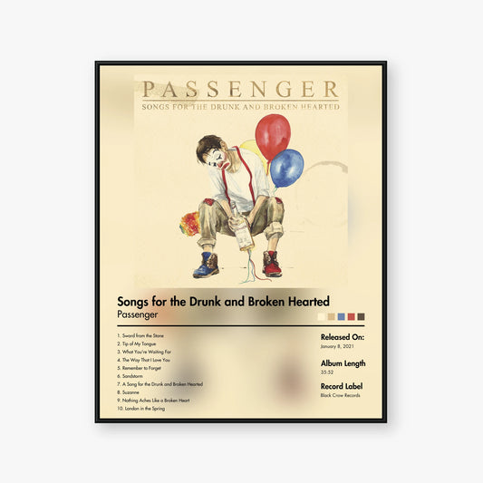 Passenger — Songs for the Drunk and Broken Hearted Album Poster — Blur frame mockup