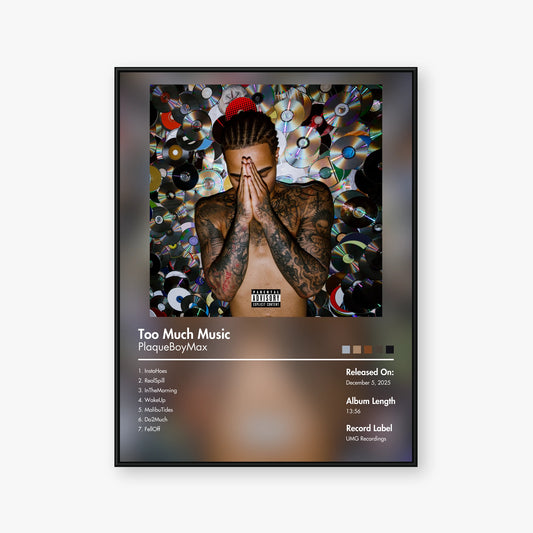 PlaqueBoyMax — Too Much Music Album Poster — Blur frame mockup