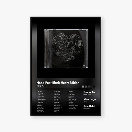 Polo G — Hood Poet (Black Heart Edition) Album Poster — Blur frame mockup