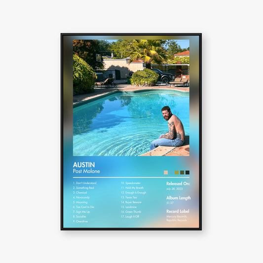Post Malone — AUSTIN Album Poster — Blur frame mockup