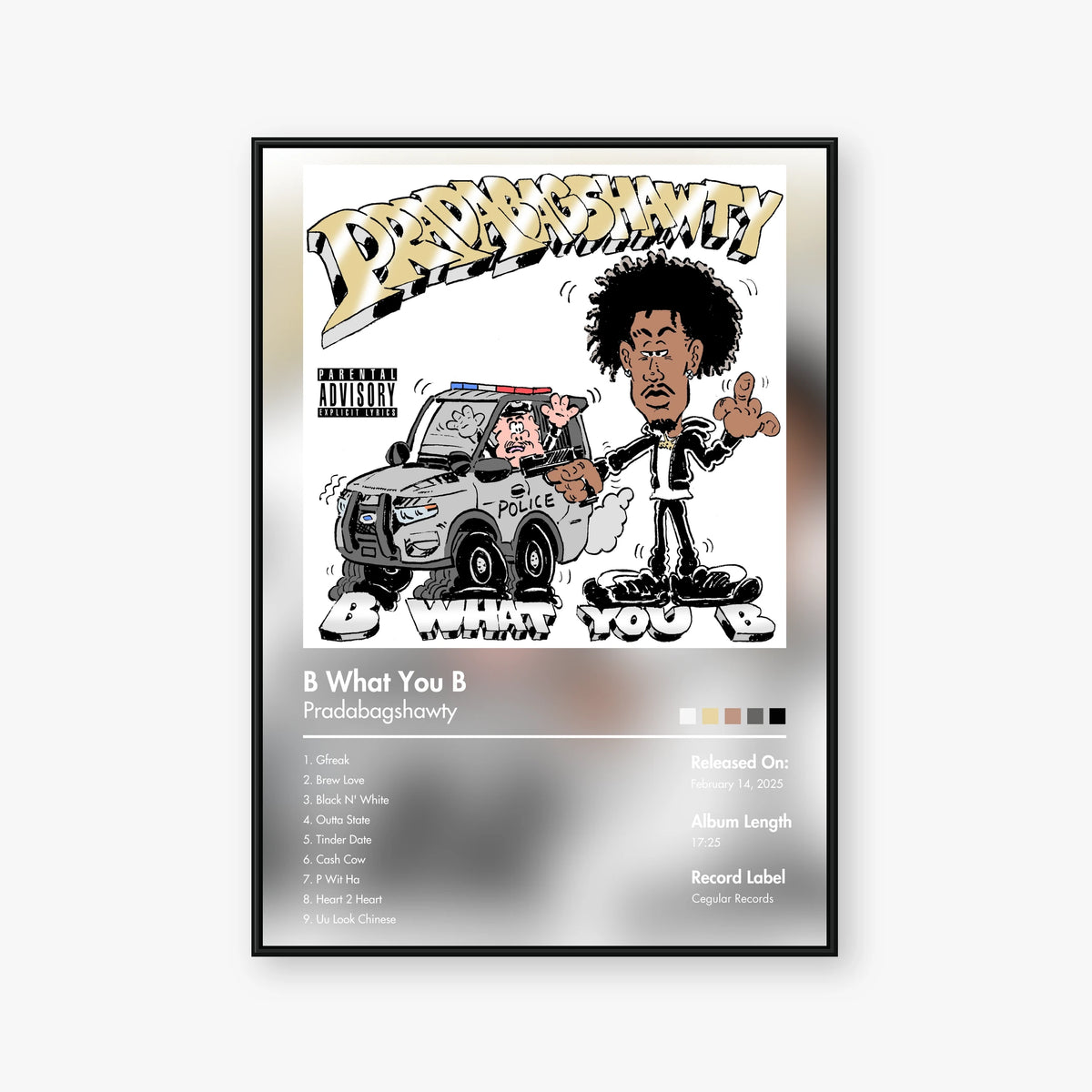 Pradabagshawty — B What You B Album Poster — Blur frame mockup