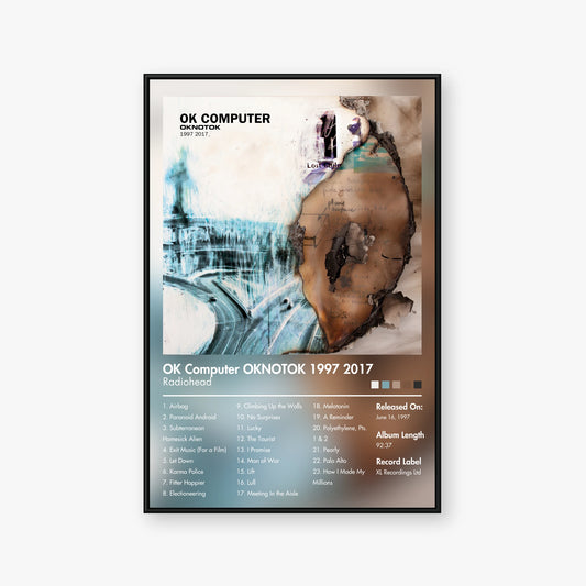Radiohead — OK Computer OKNOTOK 1997 2017 Album Poster — Blur frame mockup