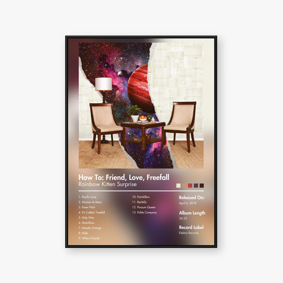 Rainbow Kitten Surprise — How to: Friend, Love, Freefall Album Poster — Blur frame mockup