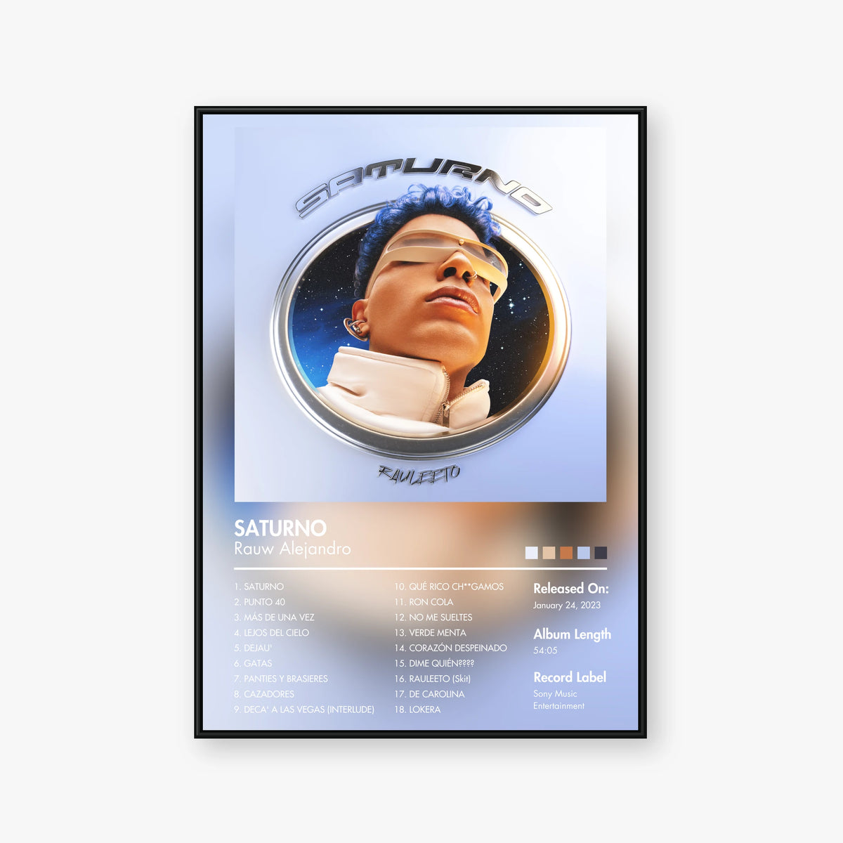 Rauw Alejandro — SATURNO Album Poster — Blur frame mockup