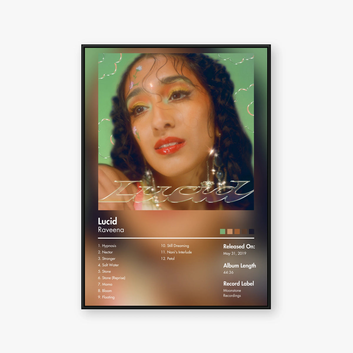 Raveena — Lucid Album Poster — Blur frame mockup