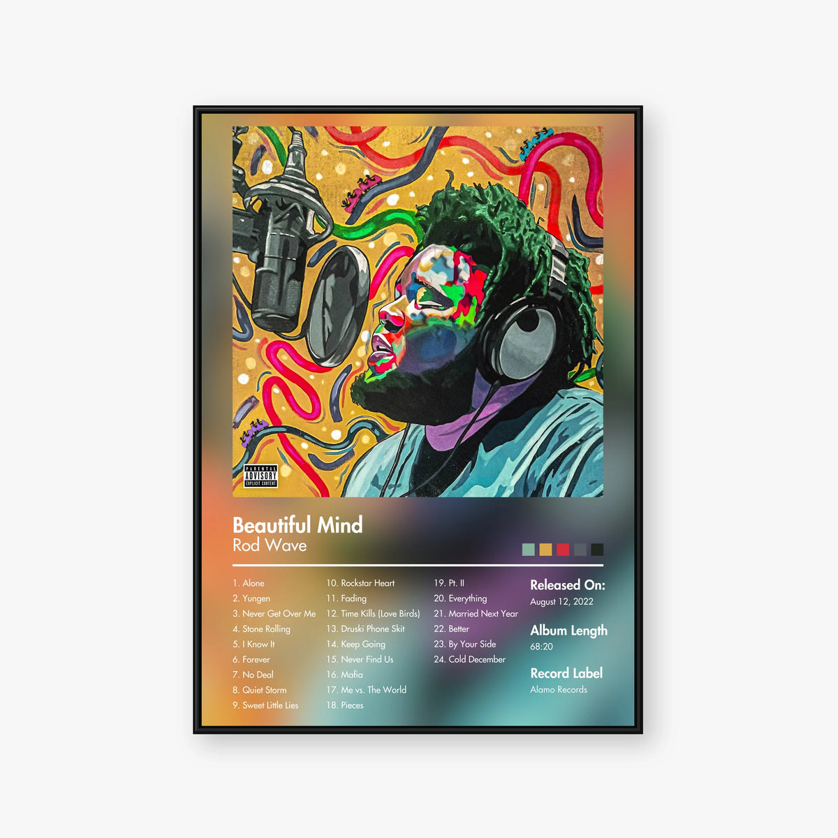 Rod Wave — Beautiful Mind Album Poster — Blur frame mockup