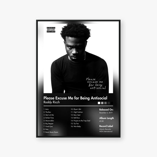 Roddy Ricch — Please Excuse Me for Being Antisocial Album Poster — Blur frame mockup