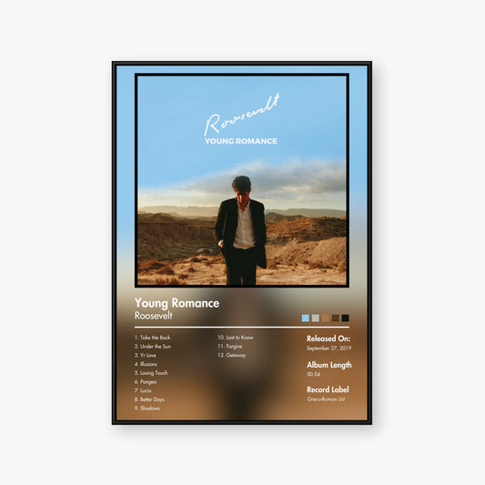 Roosevelt — Young Romance Album Poster — Blur frame mockup