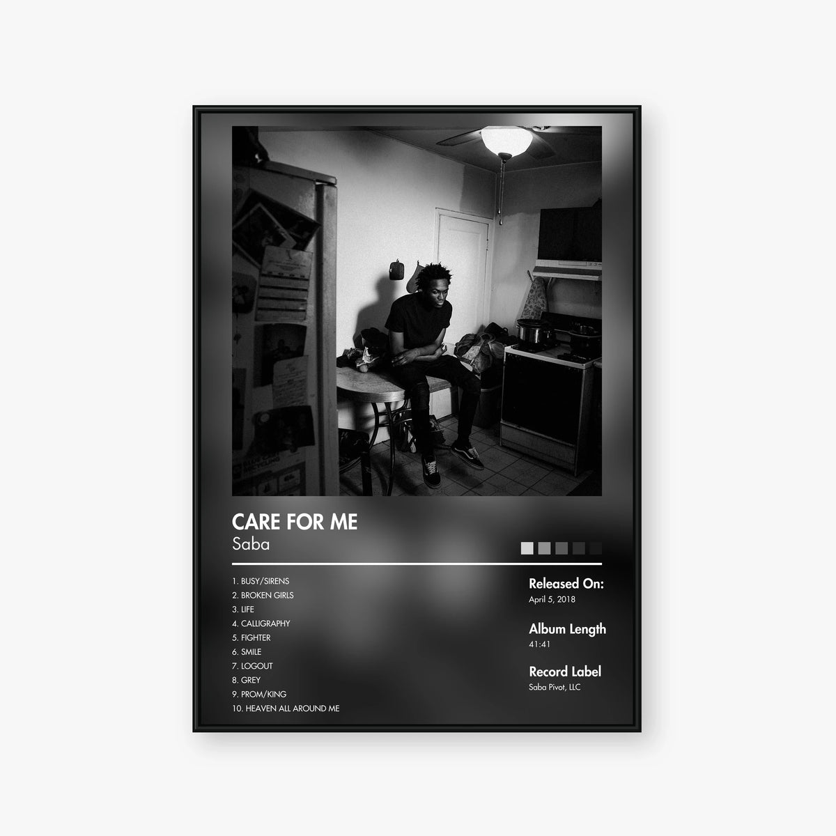 Saba — CARE FOR ME Album Poster — Blur frame mockup